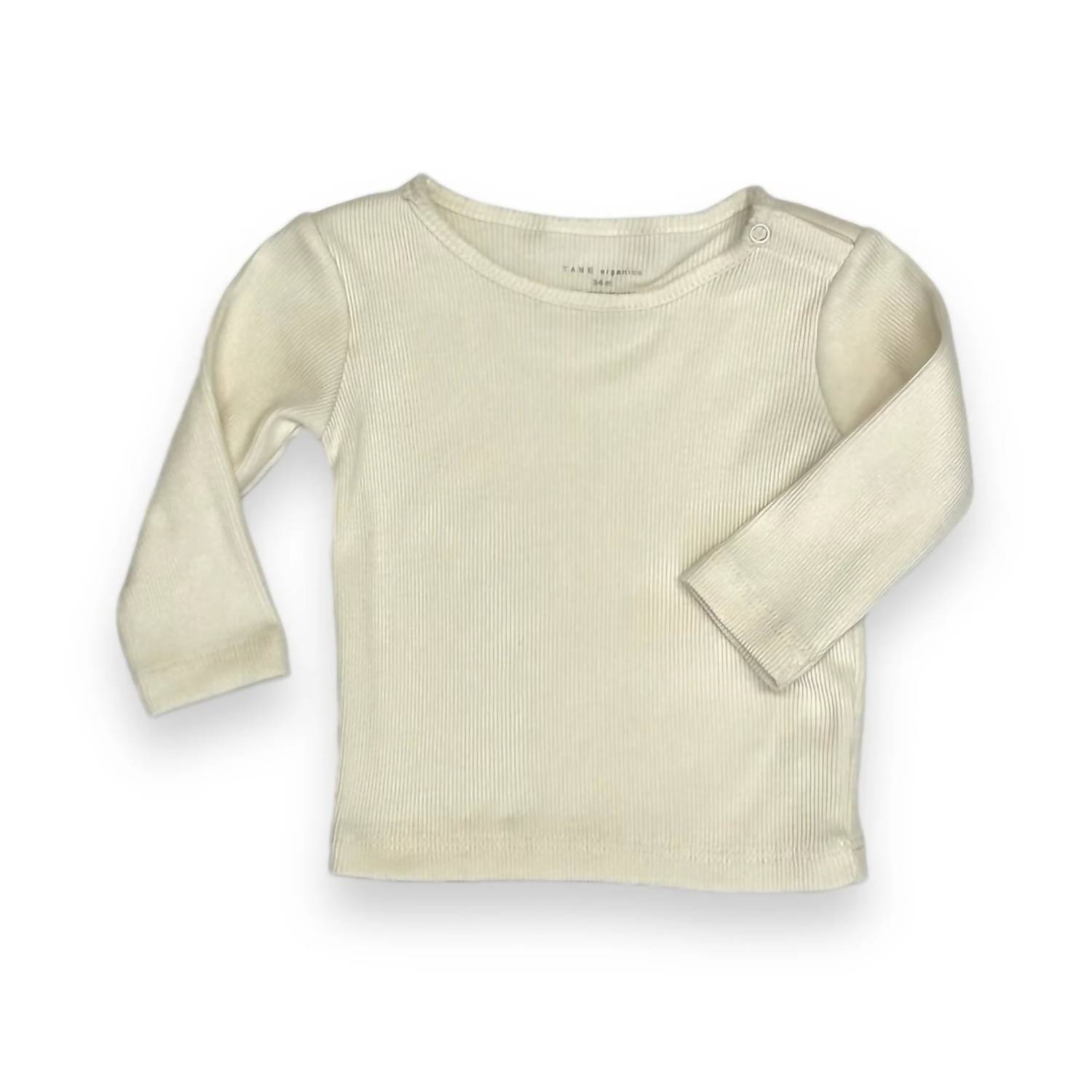 New Tane Baby's Long Sleeve Top With Raw Edge In Ecru